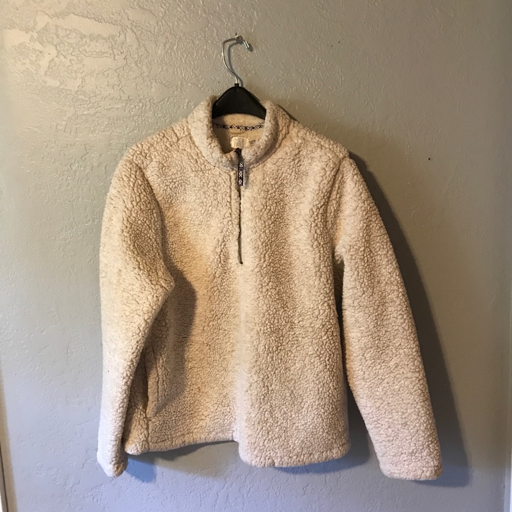 Time and Tru White and Brown Teddy Coat